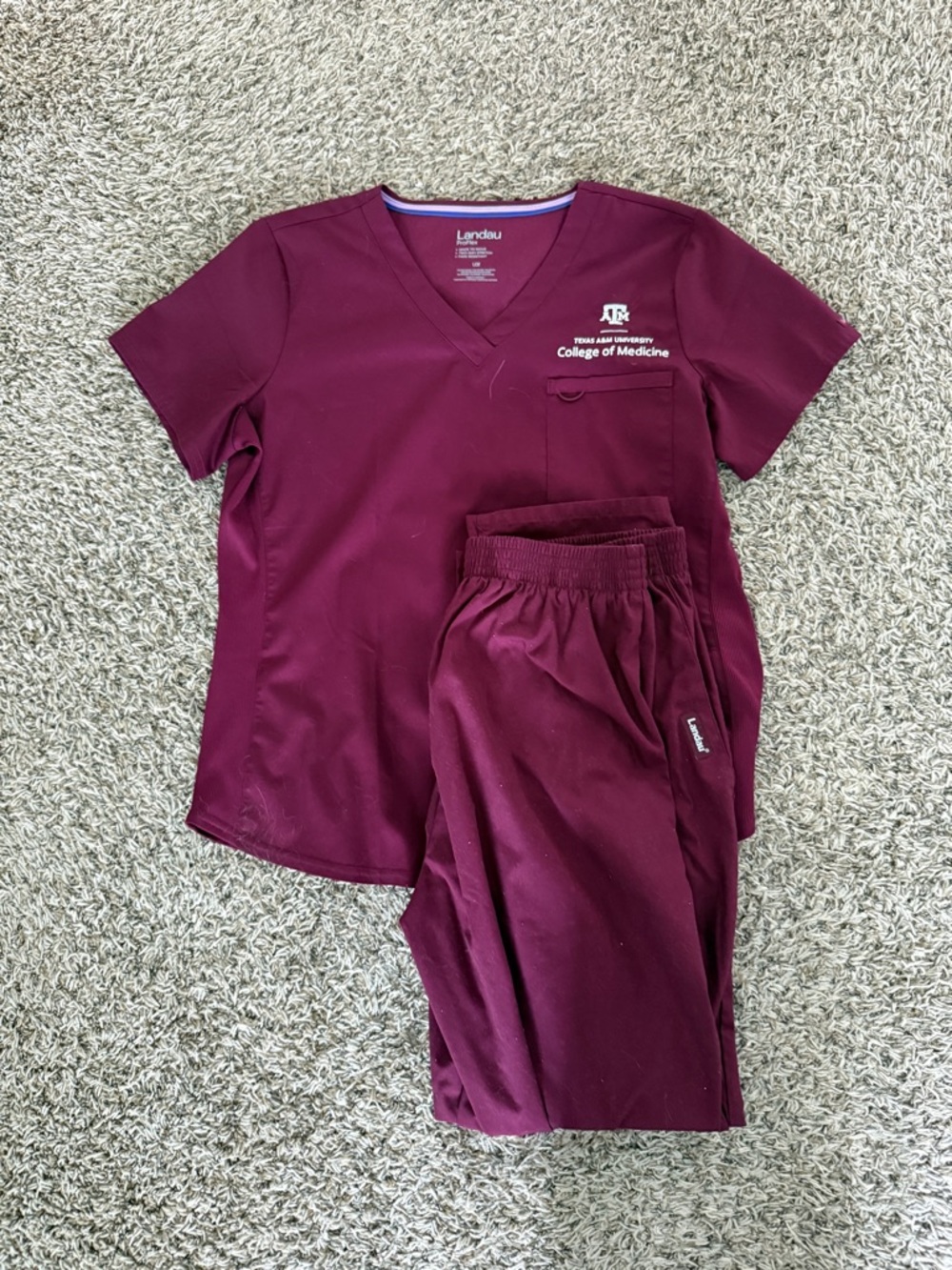Landau Maroon V-Neck ProFlex Scrub Top